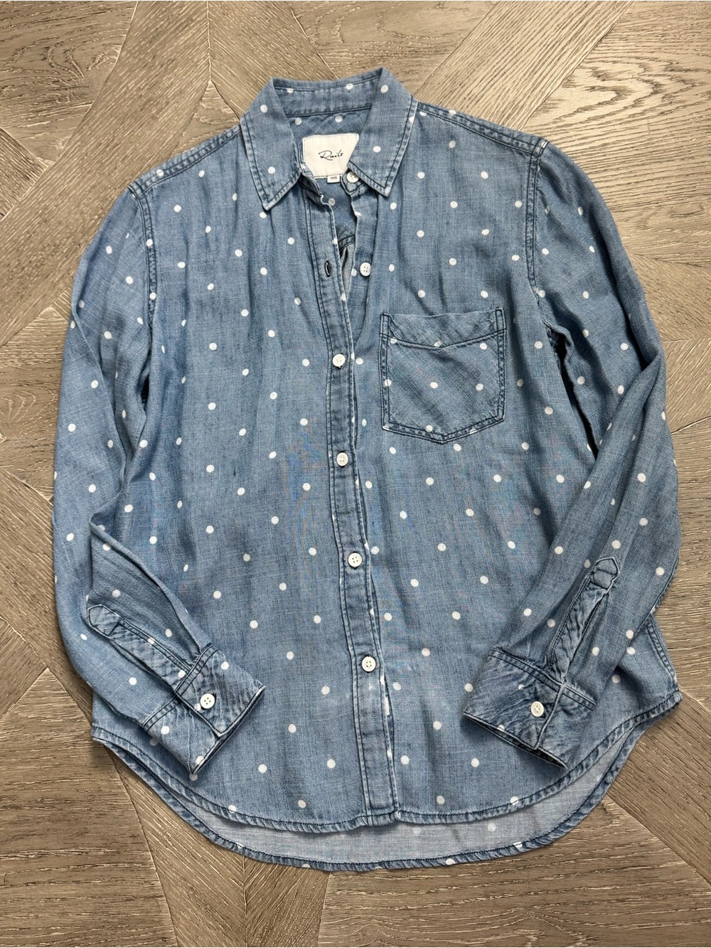 Rails Chambray Button-Down with White Polka Dots